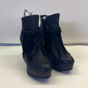 Black Fringe Booties